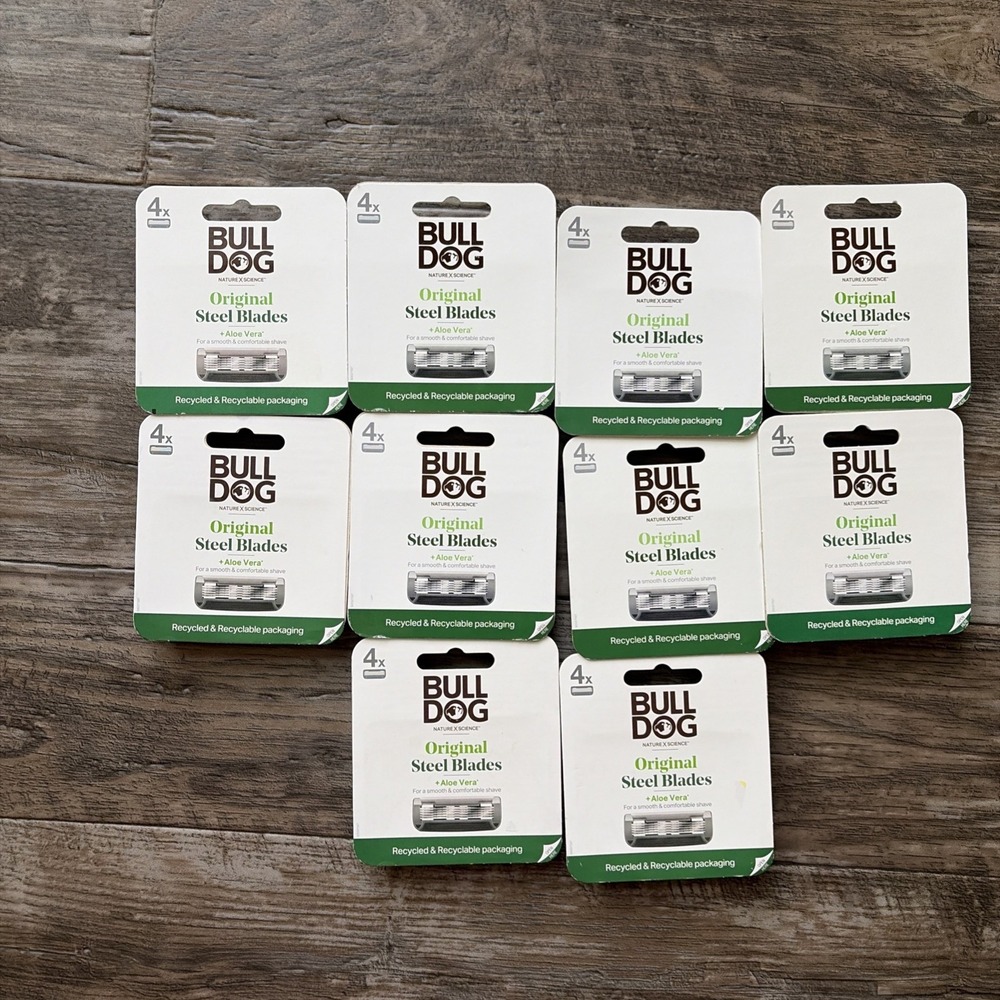 Bulldog Original Steel Razor Blades Aloe Vera Refill 10 Pack 40 Total Cartridges